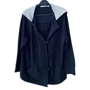 NWT 🖤 Sejour Nordstrom Long 100% Cotton Sherpa-Hood Casual Cozy Jacket/Coat 1X